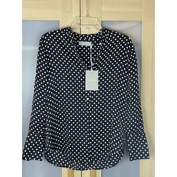 Everlane Polka Dot Oversized Shirt Sz 2 Popover Blouse Party Career Casual - Picture 2 of 6